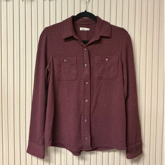 Faherty Legend Knit Button-Up Shirt Burgundy Twill Women's Size S - Picture 1 of 5